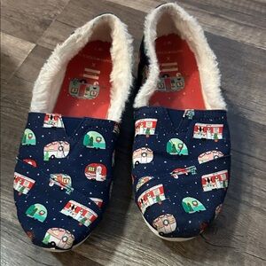 Toms Navy Camper Print Flats